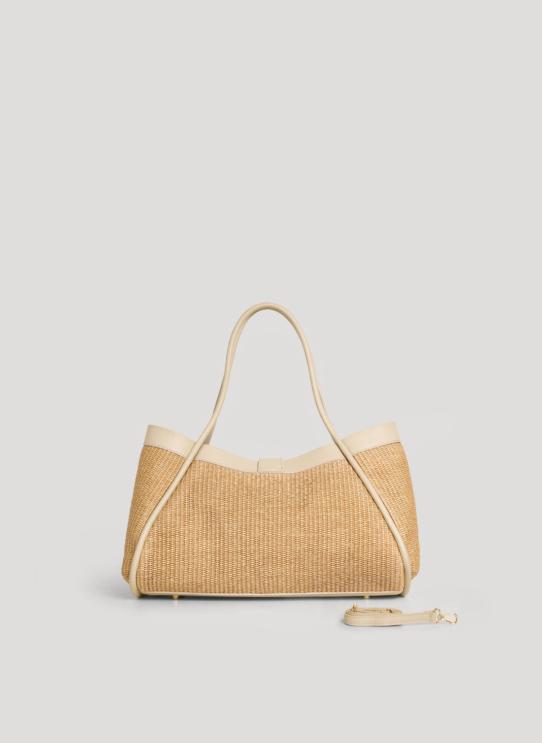 Borsa Mayfair Media in pelle e Rafia Crema - Voemièn