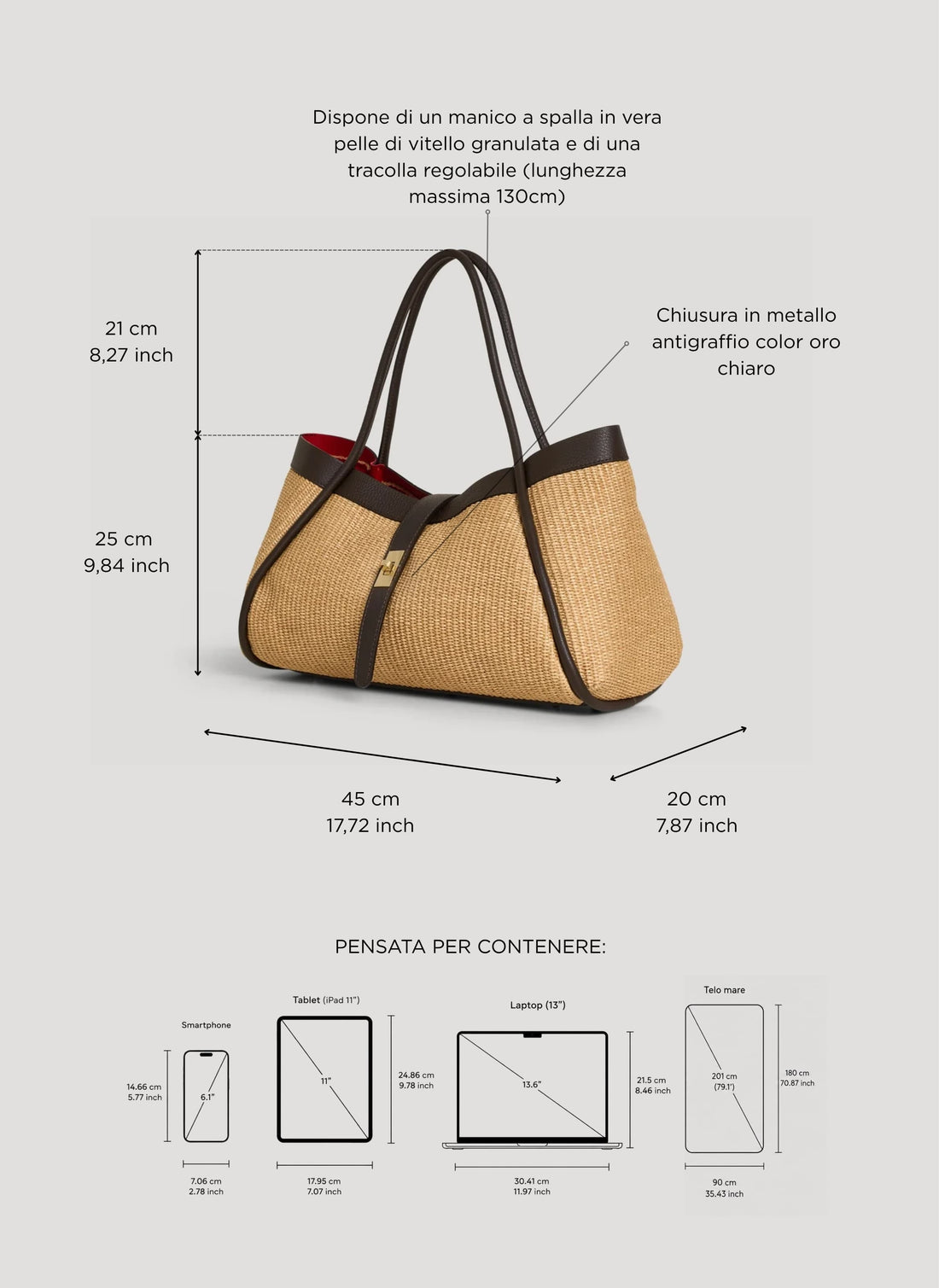 Borsa Mayfair in pelle e Rafia Testa di Moro