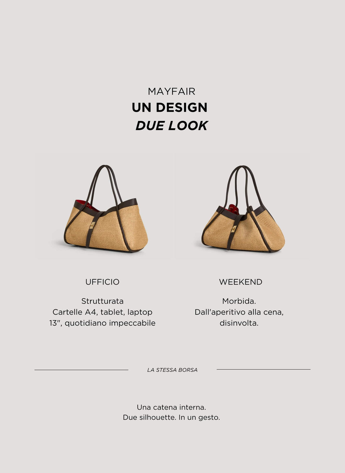Borsa Mayfair in pelle e Rafia Testa di Moro