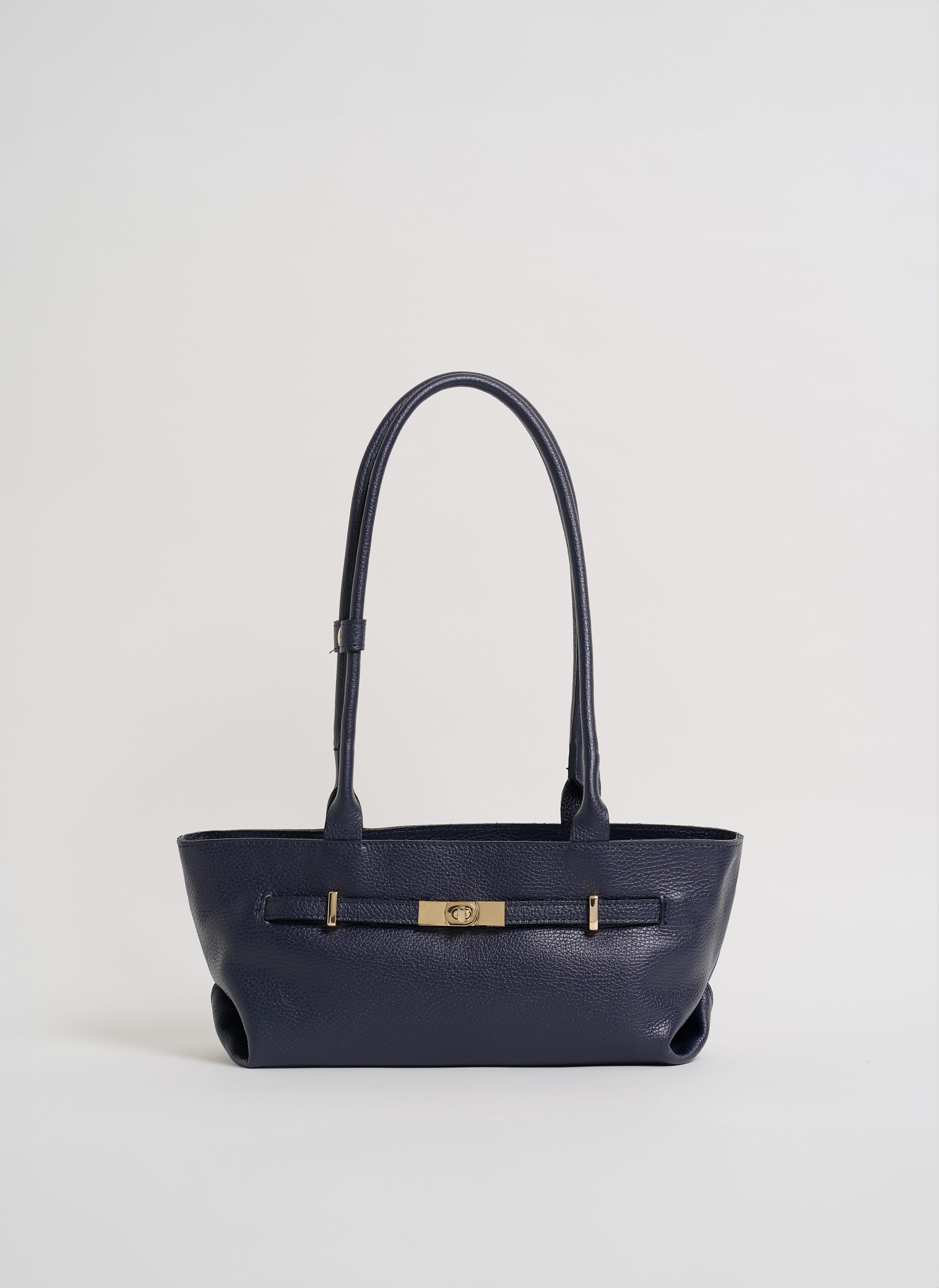 Borsa Lola in Pelle Togo Blu Navy - Voemièn
