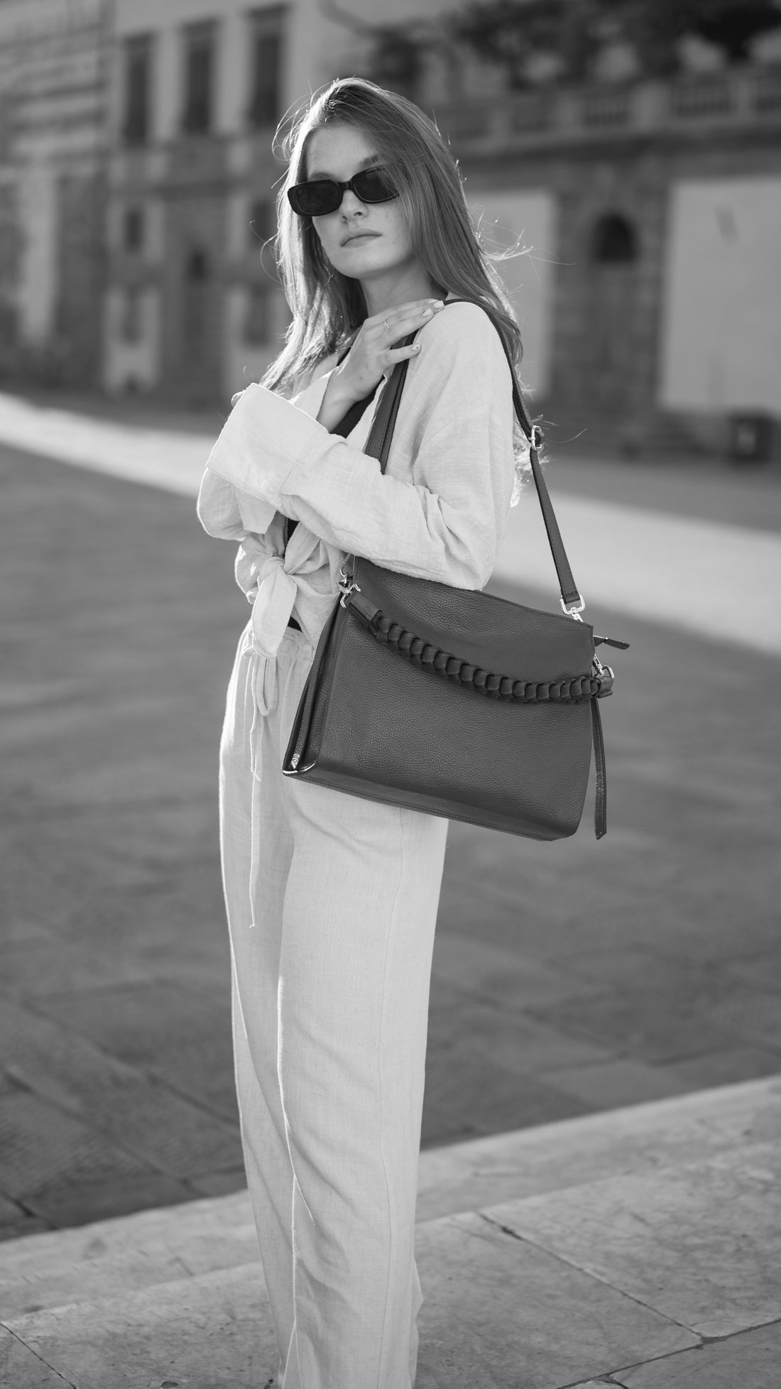 Braid bag in White Dollar leather