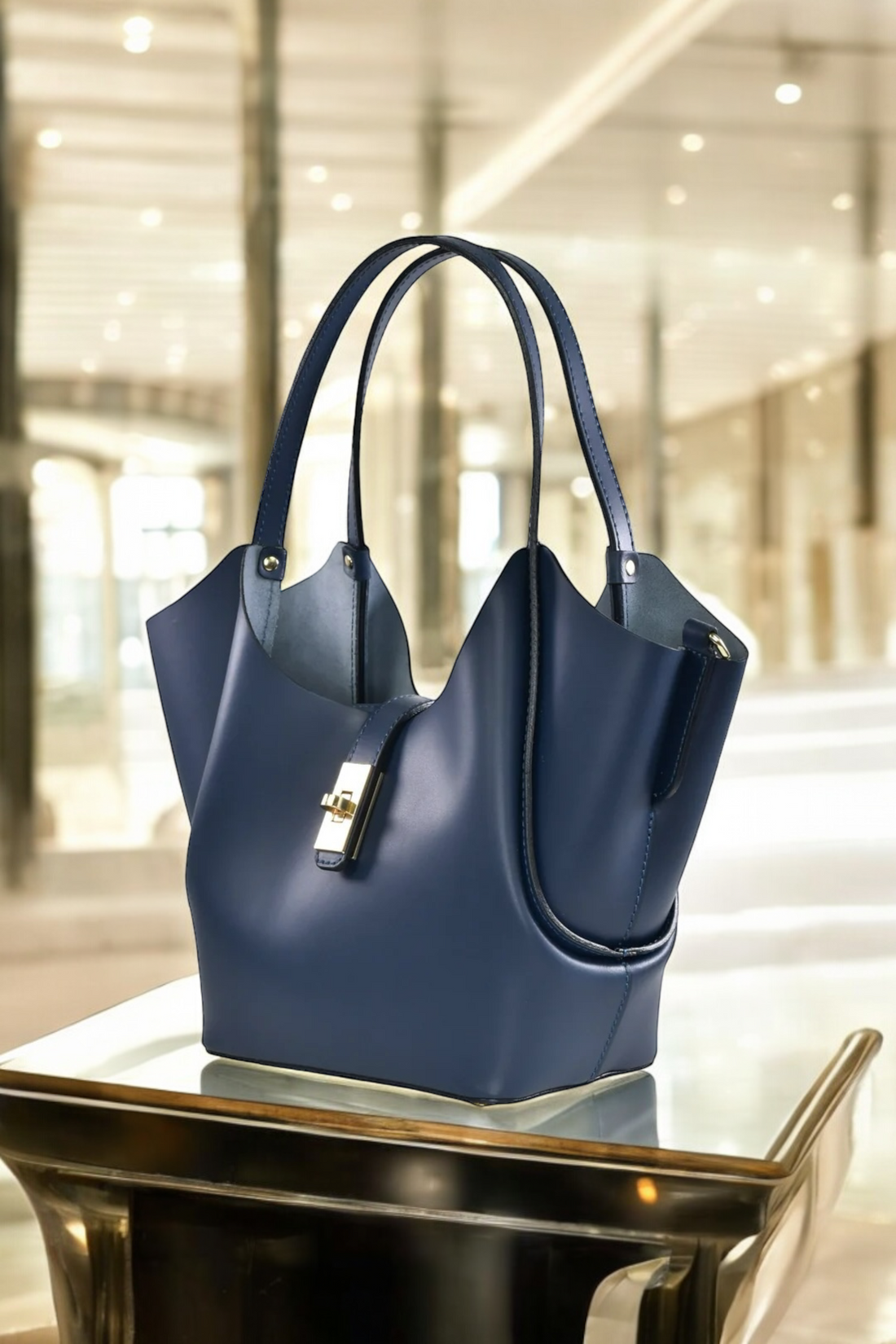 Borsa Amelie in pelle Spazzolata Blu Navy