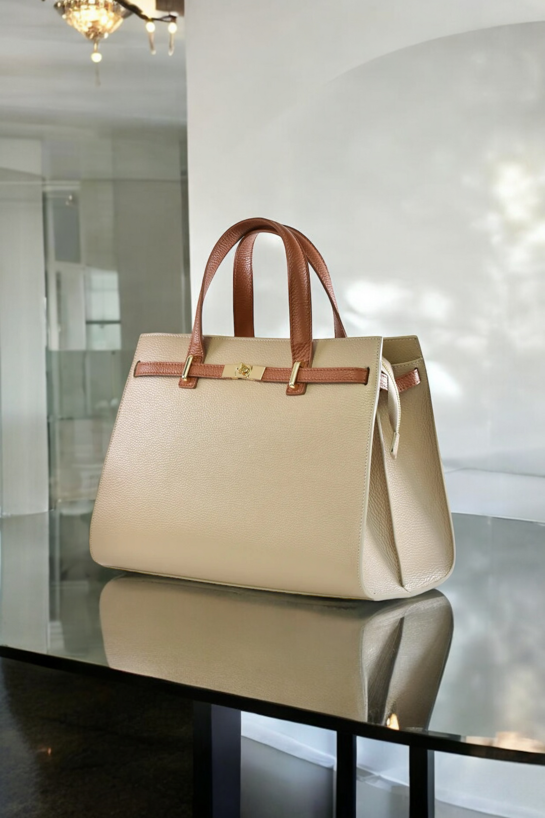 Borsa Grace XL Limited Edition in pelle Togo Taupe chiaro