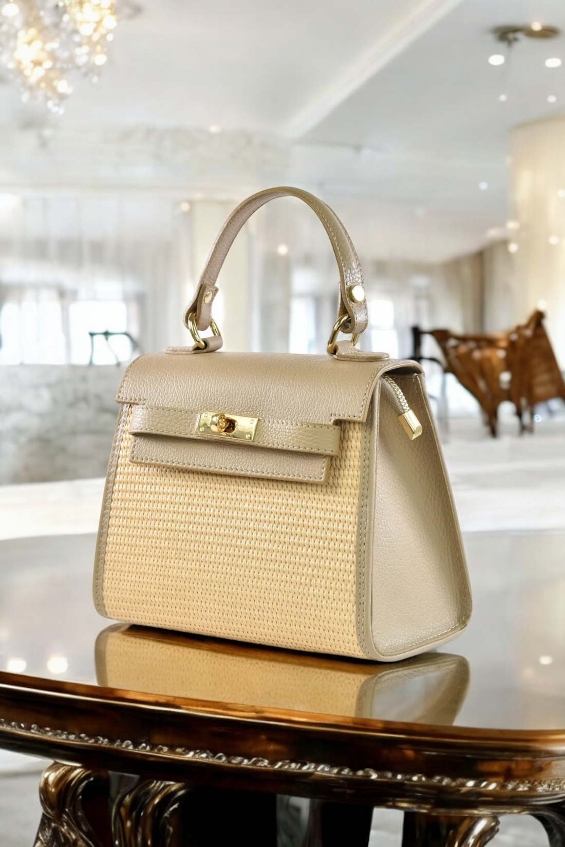 Sac Freydis en cuir dollar Beige