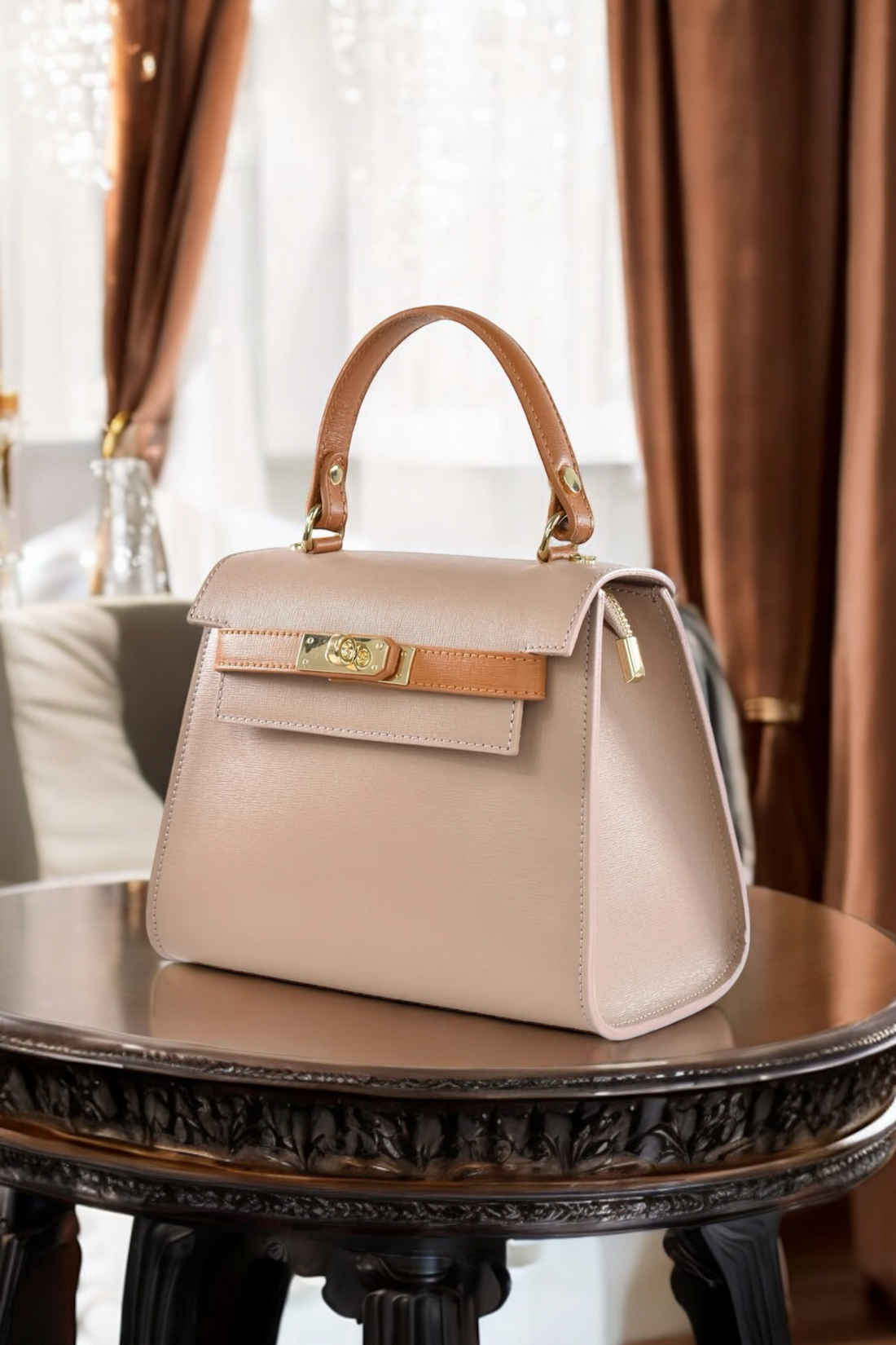 Sac Freydis en cuir dollar Beige