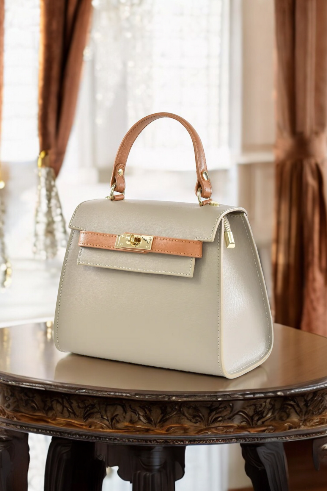 Freydis bag in Beige dollar leather