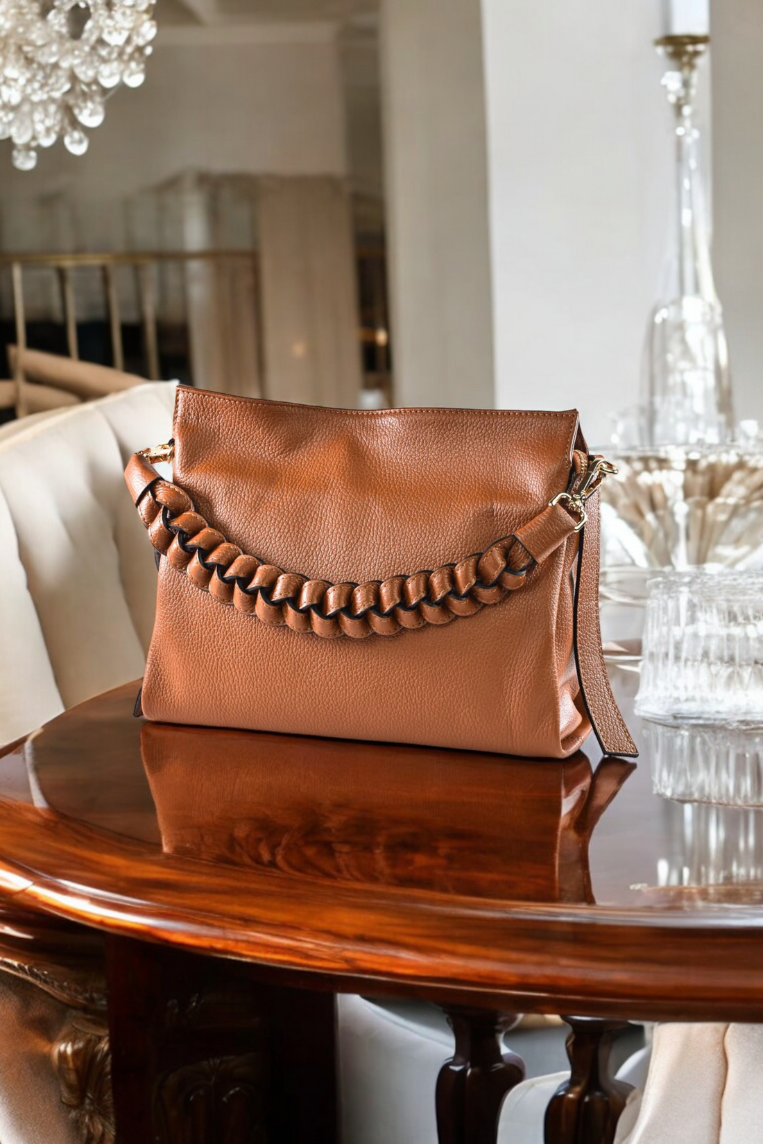 Braid bag in Dollaro Cuoio leather