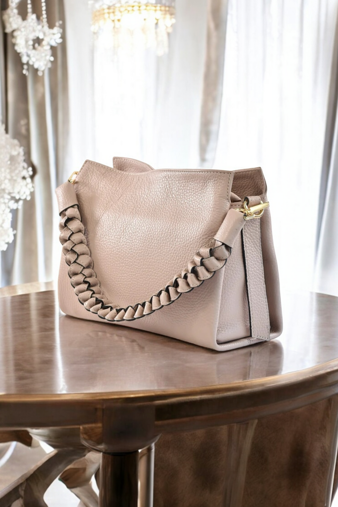 Sac Braid Micro en cuir Dollaro Beige