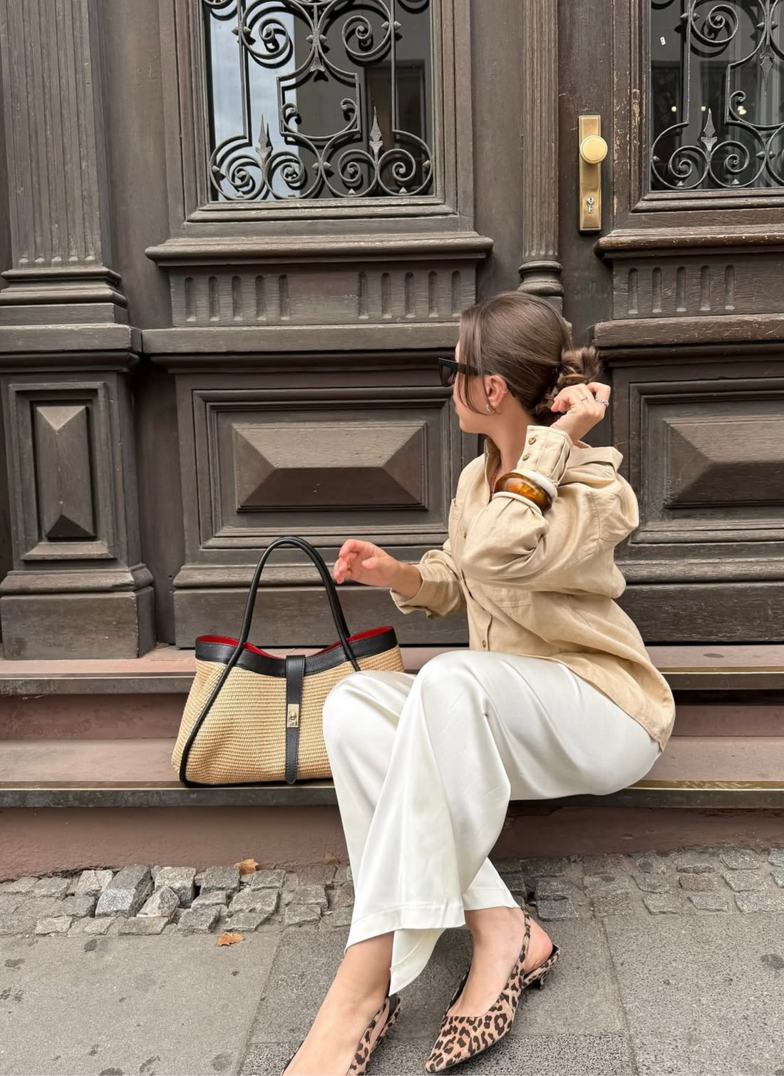 Borsa Mayfair in pelle e Rafia Nera