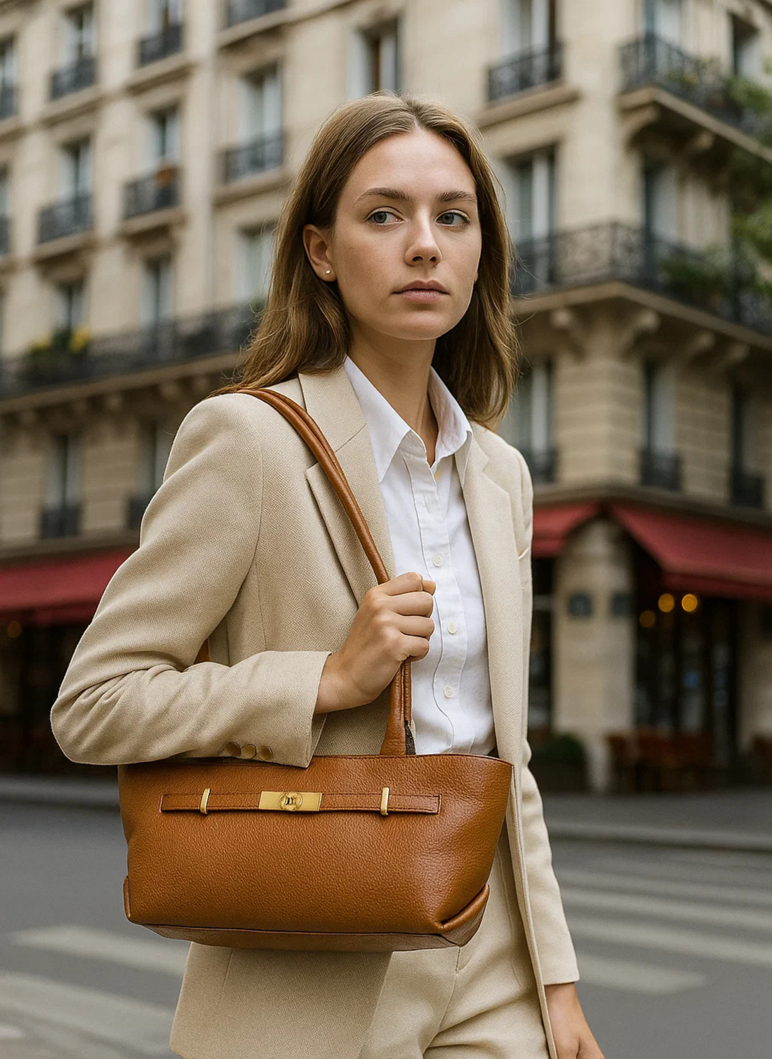 Borsa Lola in Pelle Togo Cuoio