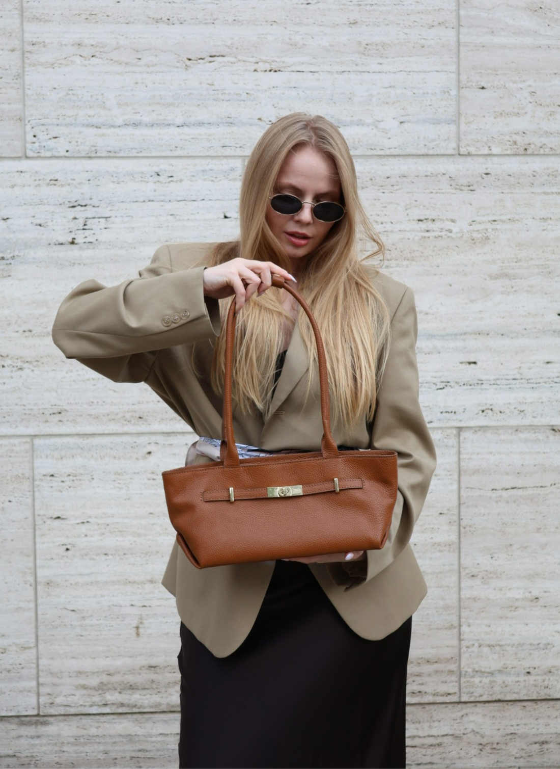 Borsa Lola in Pelle Togo Cuoio