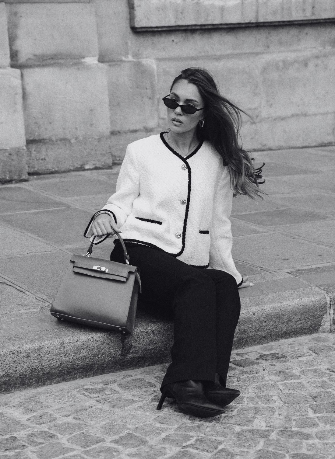 Borsa Zaira in Vera pelle Saffiano Nera - Voemièn