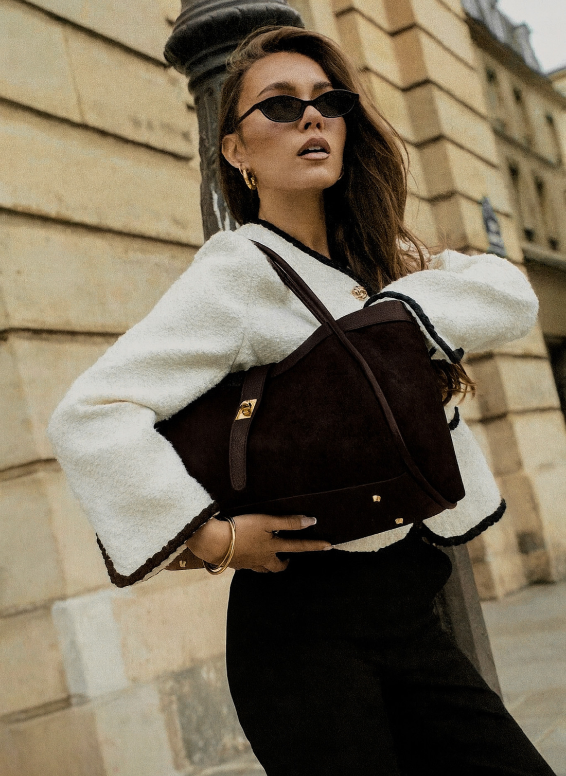 Set Mayfair Camoscio e pelle Testa di moro