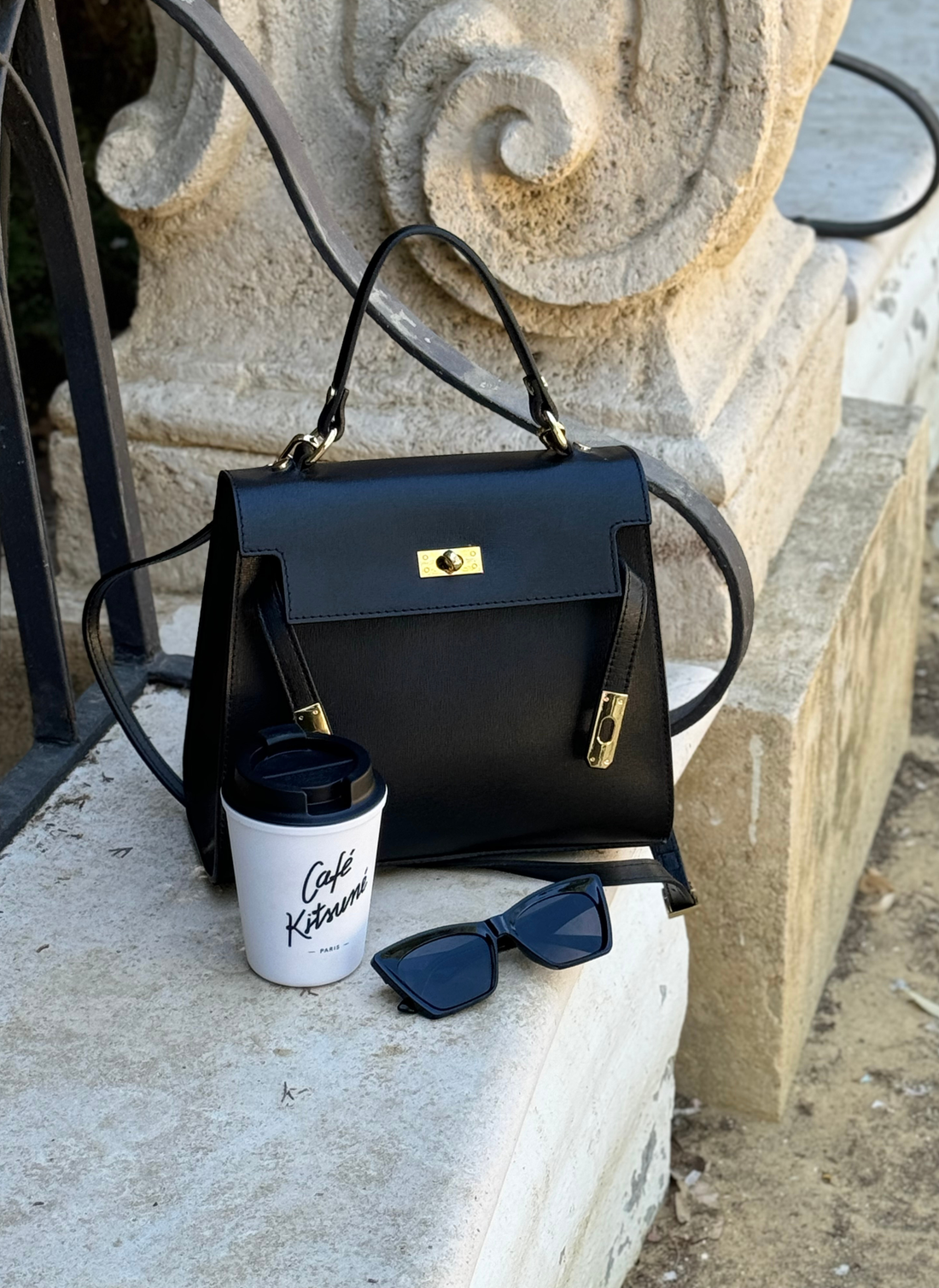 Borsa Zaira in Vera pelle Saffiano Nera - Voemièn