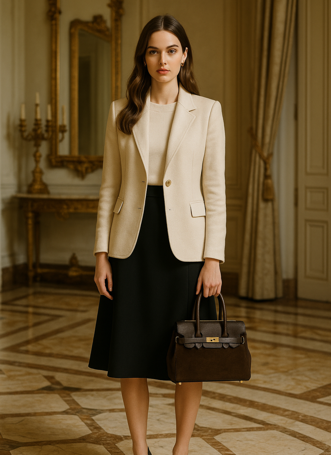 Borsa Elizabeth Micro in Camoscio e Pelle Testa di Moro