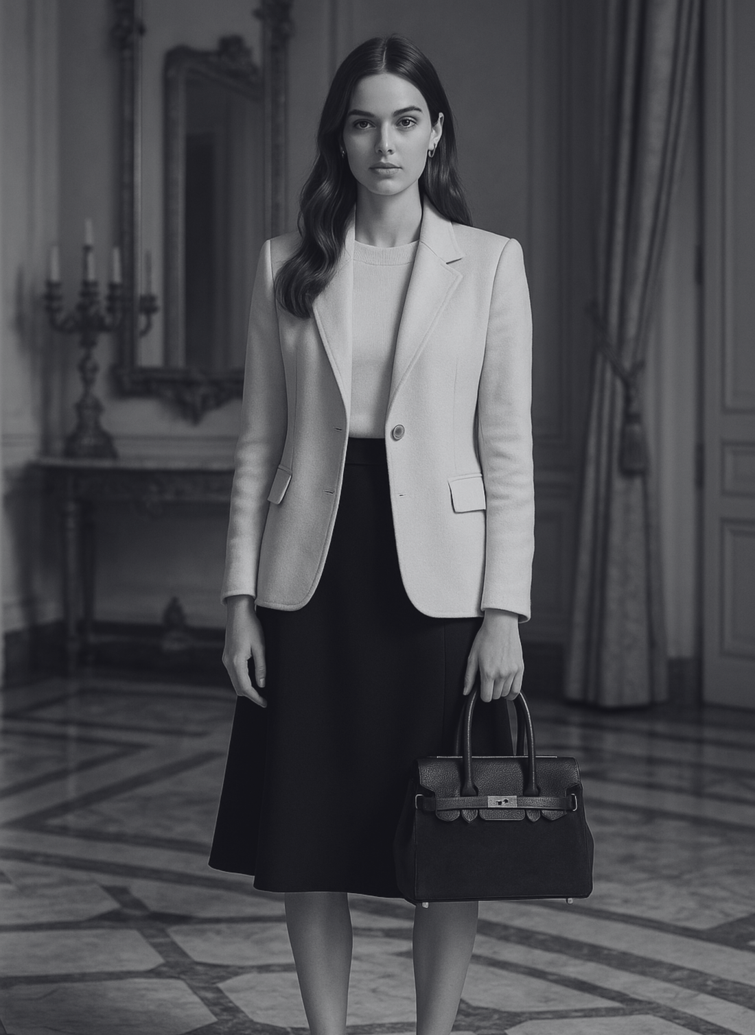 Borsa Elizabeth Micro in Camoscio e Pelle Cuoio