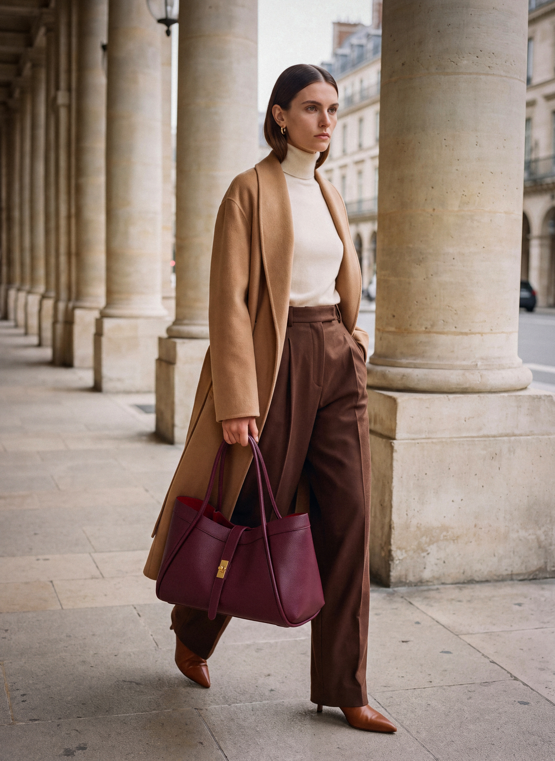 Borsa Mayfair in Pelle Togo Borgogna