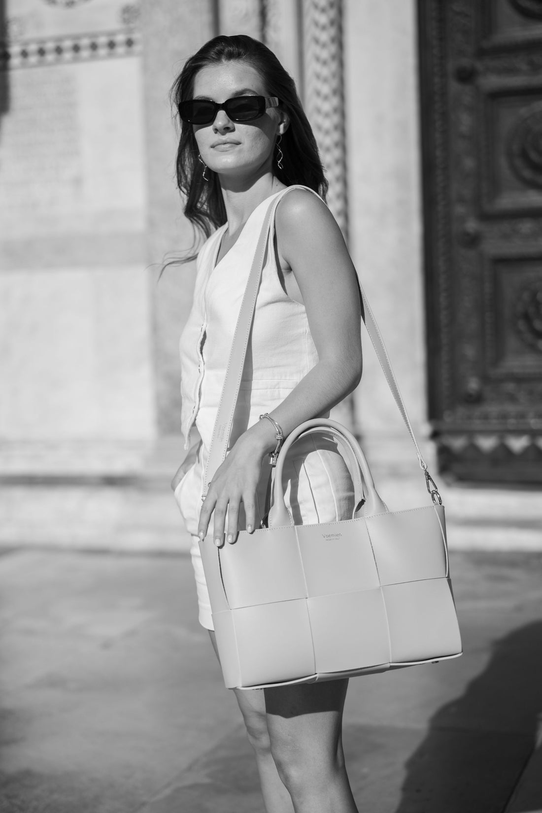 Borsa Lauren in pelle Spazzolata Bianca