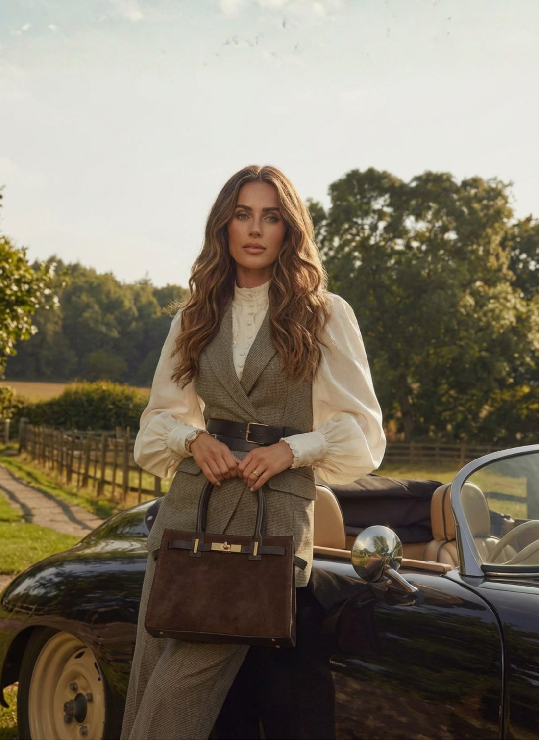 Borsa Grace in Camoscio e pelle Togo Testa di moro - Voemièn