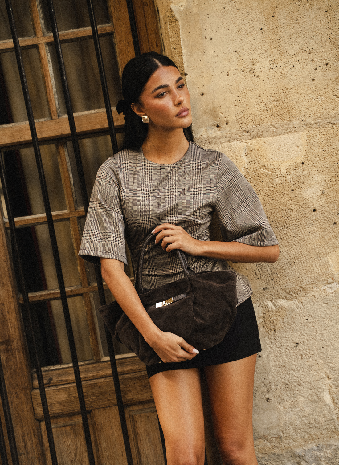 Bamboo Babe bag in Beige Dollar leather