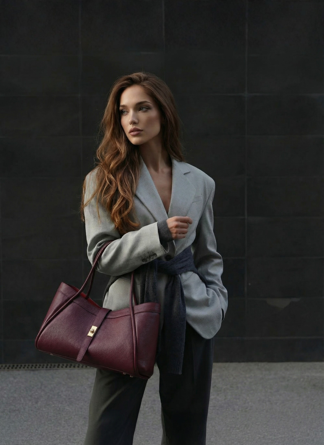 Borsa Mayfair in Pelle Togo Borgogna - Voemièn