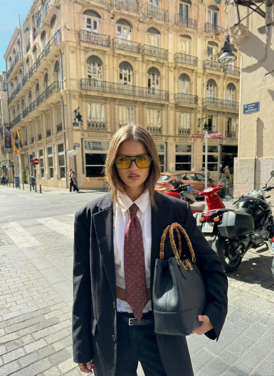 Borsa Bamboo Babe in pelle Dollaro Blu Navy - Voemièn