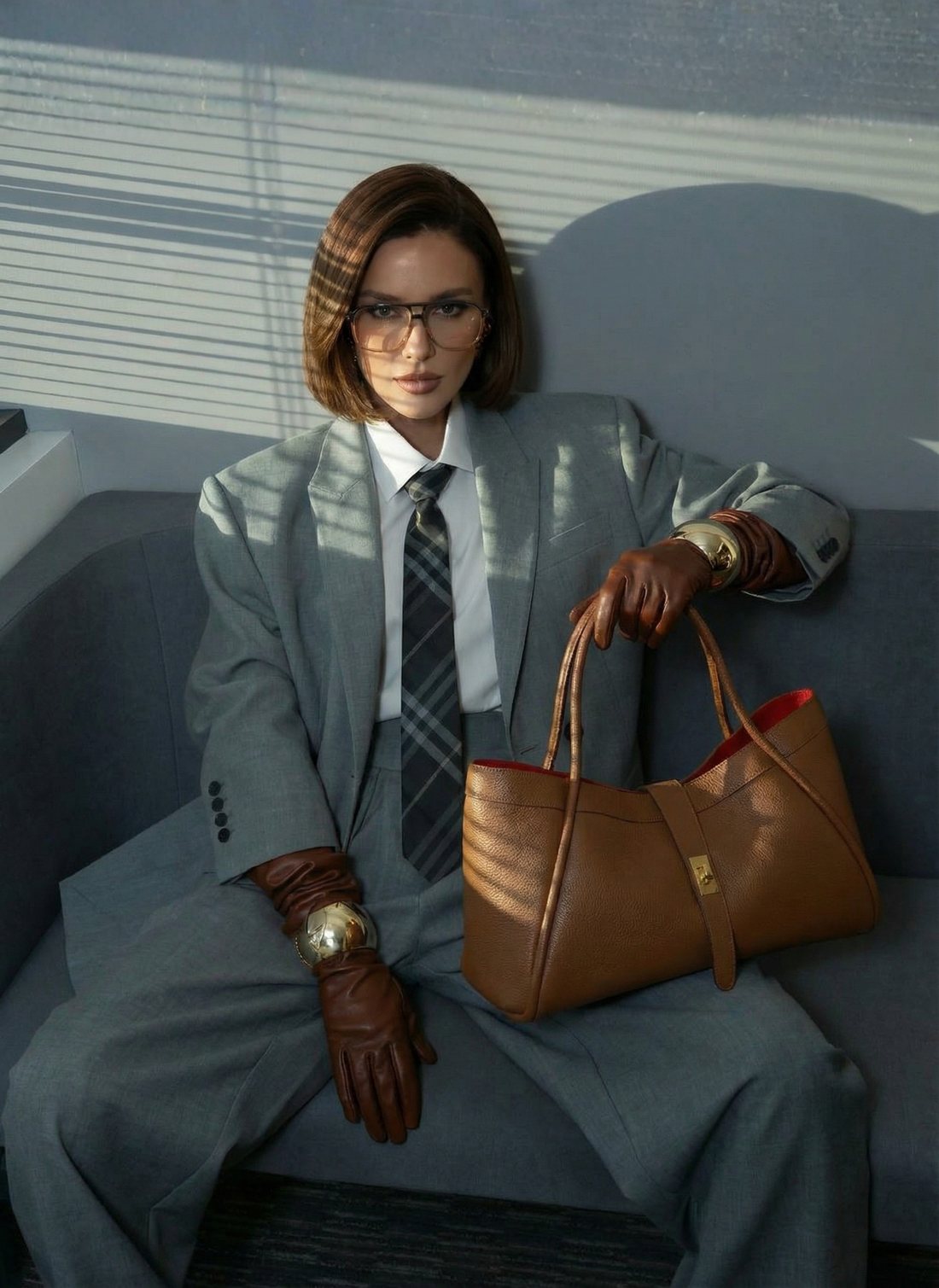 Borsa Mayfair in Pelle Togo Cuoio - Voemièn