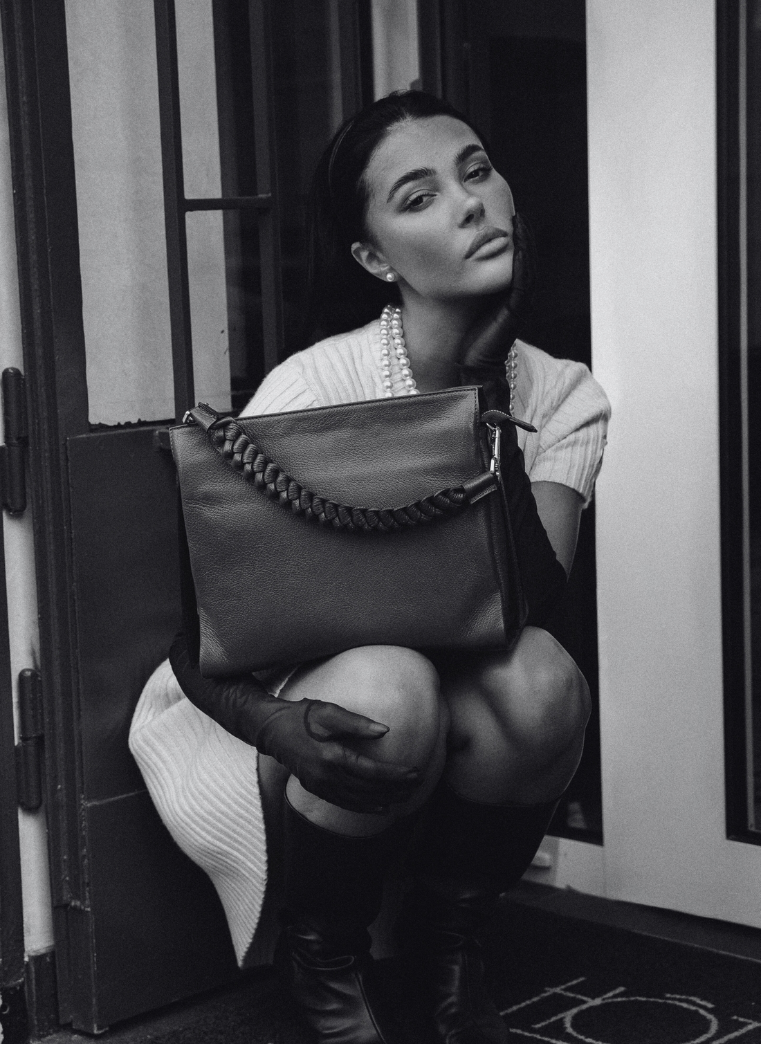Braid bag in Beige Dollaro leather