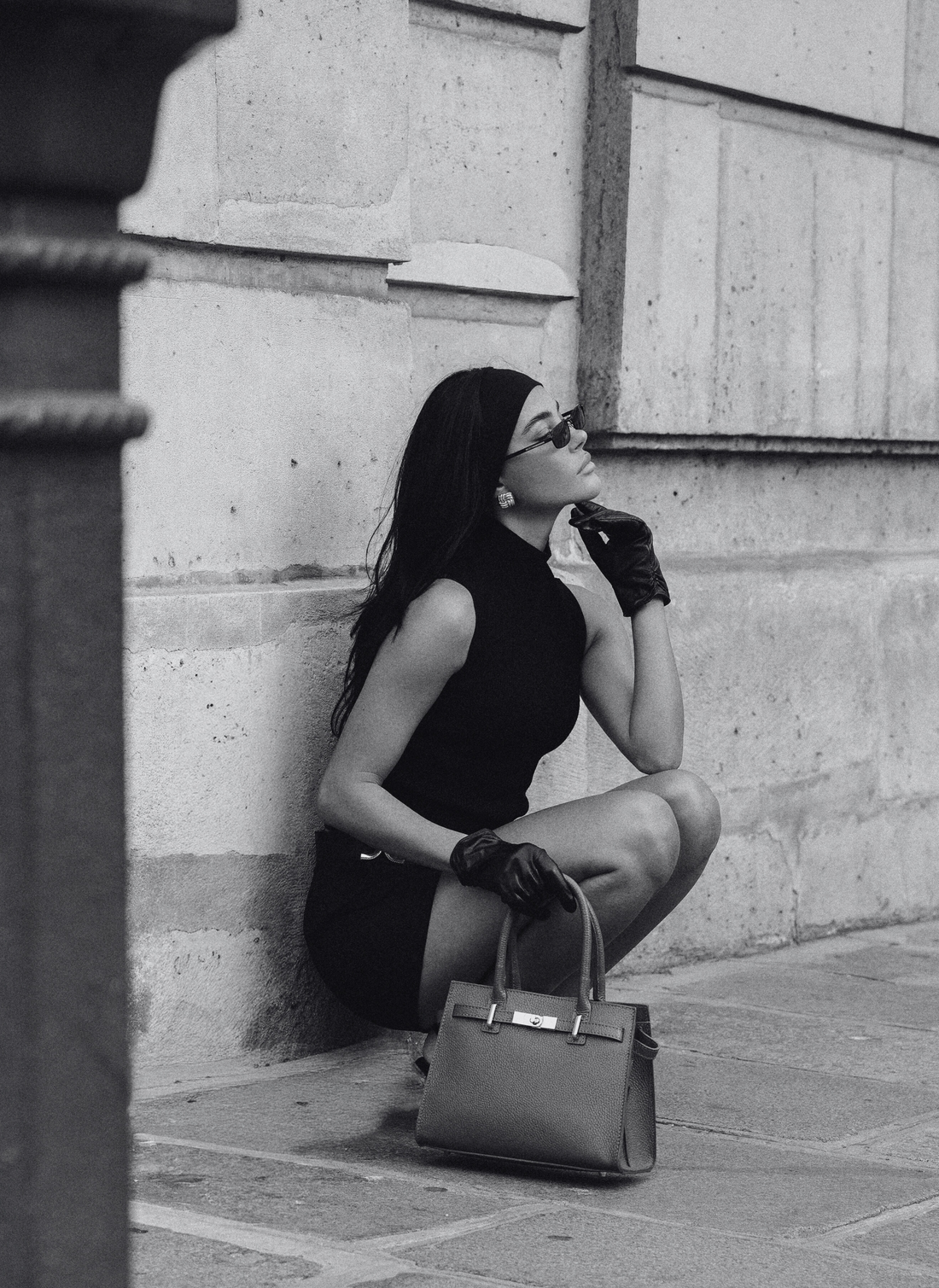 Grace bag in black dollar leather