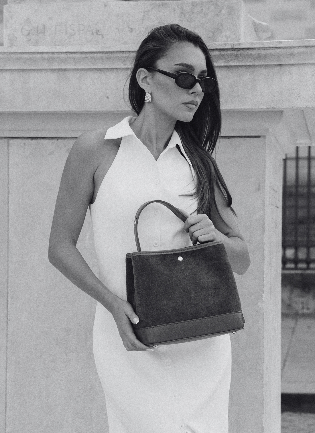 Borsa Kendy in Camoscio e Pelle Nera