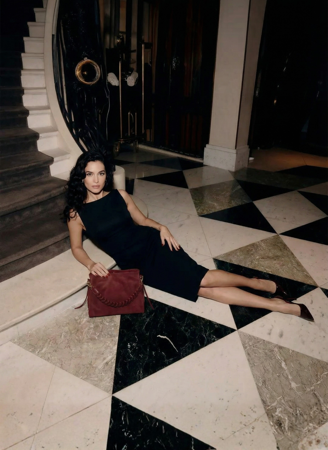 Borsa Braid in Camoscio e Pelle Borgogna - Voemièn