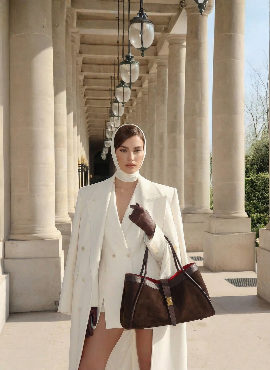 Borsa Mayfair in Camoscio e Pelle Togo Testa di moro - Voemièn