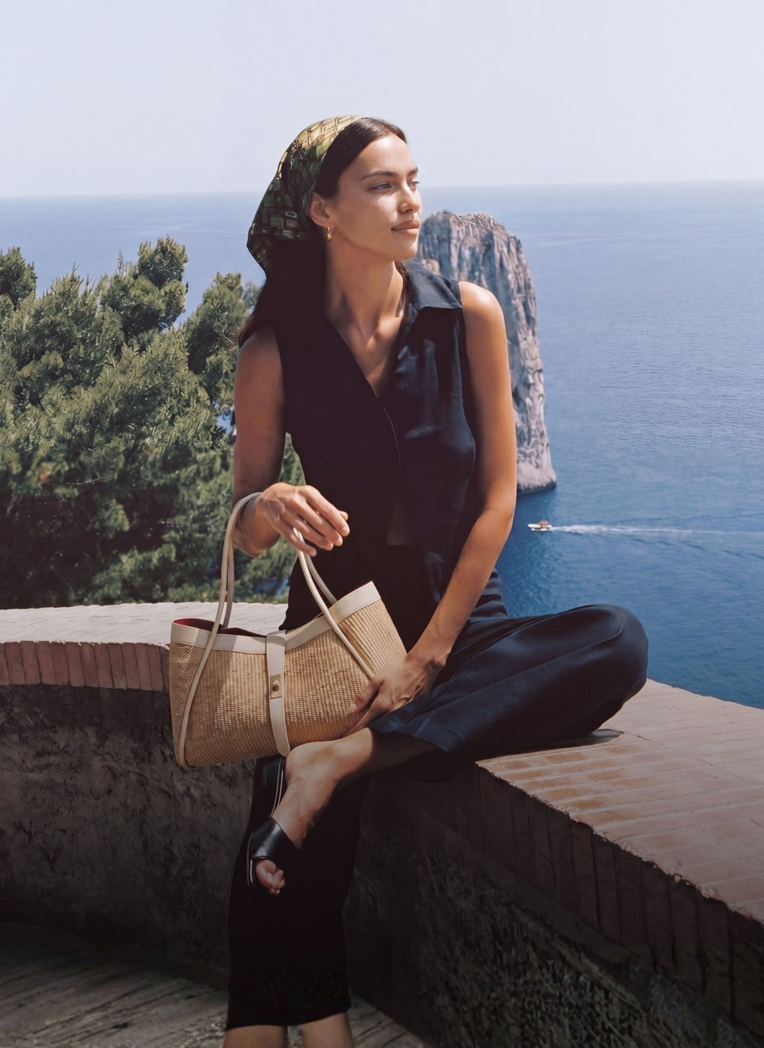 Borsa Mayfair Media in pelle e Rafia Crema - Voemièn