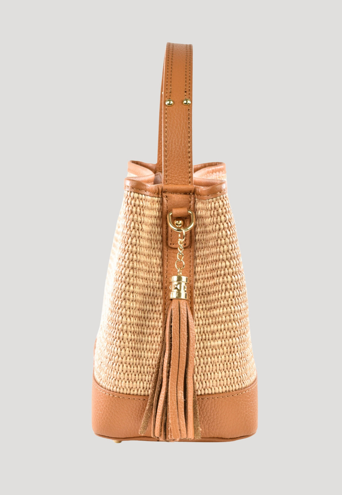 Borsa Kendy in pelle Dollaro e rafia Cuoio