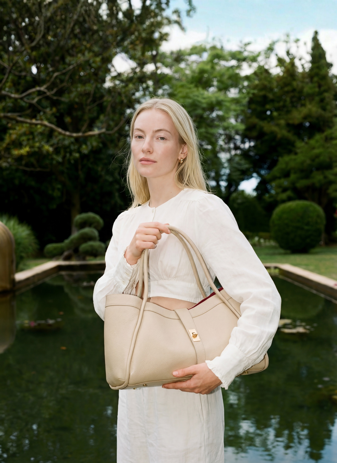 Borsa Mayfair in Pelle Togo Beige - Voemièn