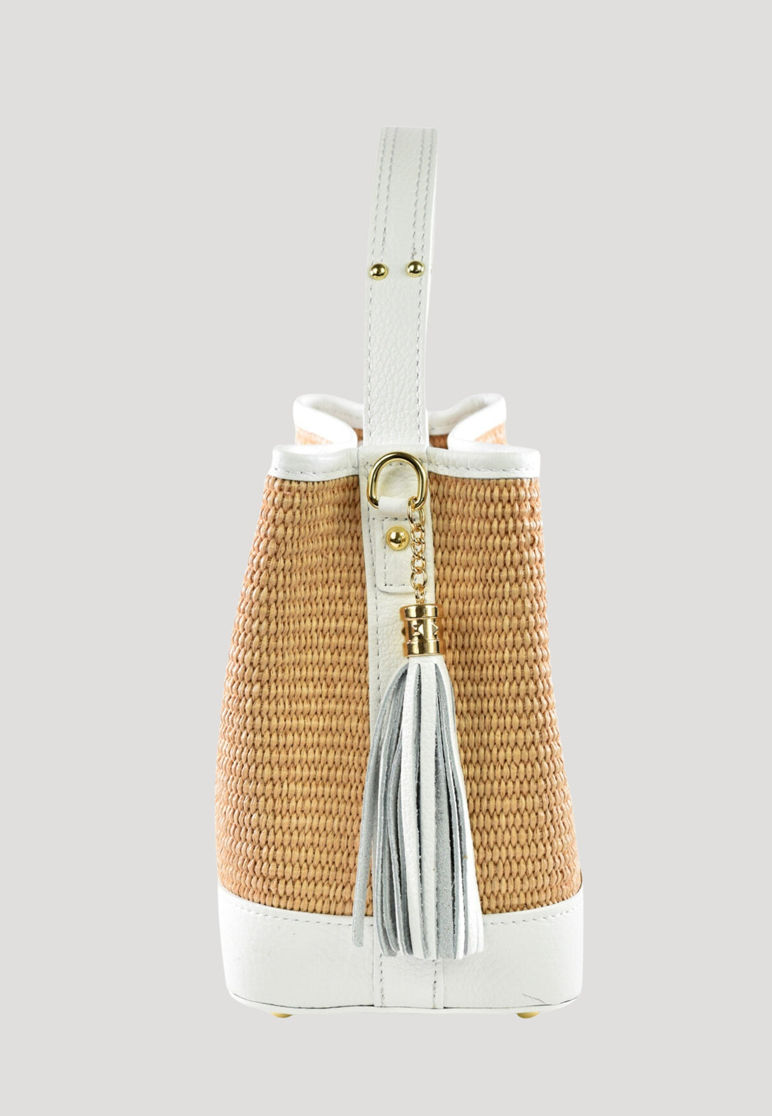 Borsa Kendy in pelle Dollaro e rafia Bianca