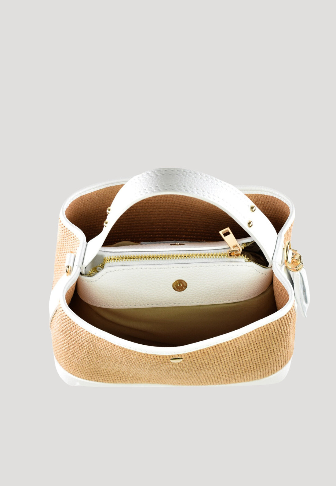 Borsa Kendy in pelle Dollaro e rafia Bianca
