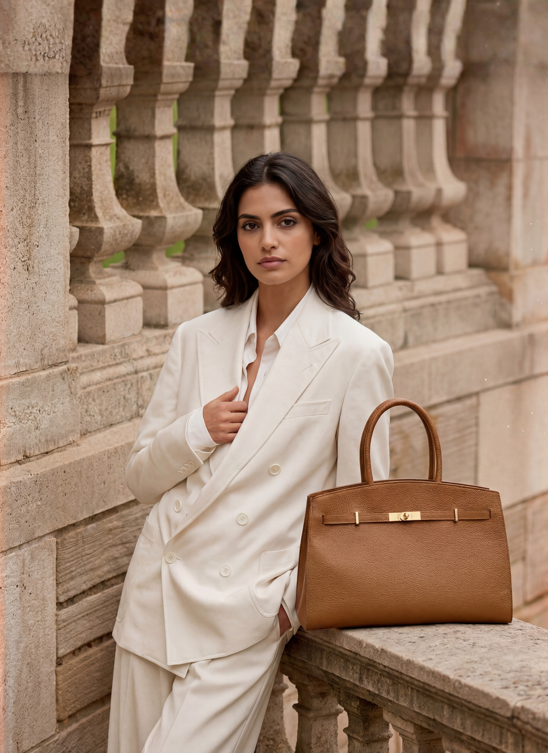 Borsa Driade in Pelle Dollaro Cuoio - Voemièn