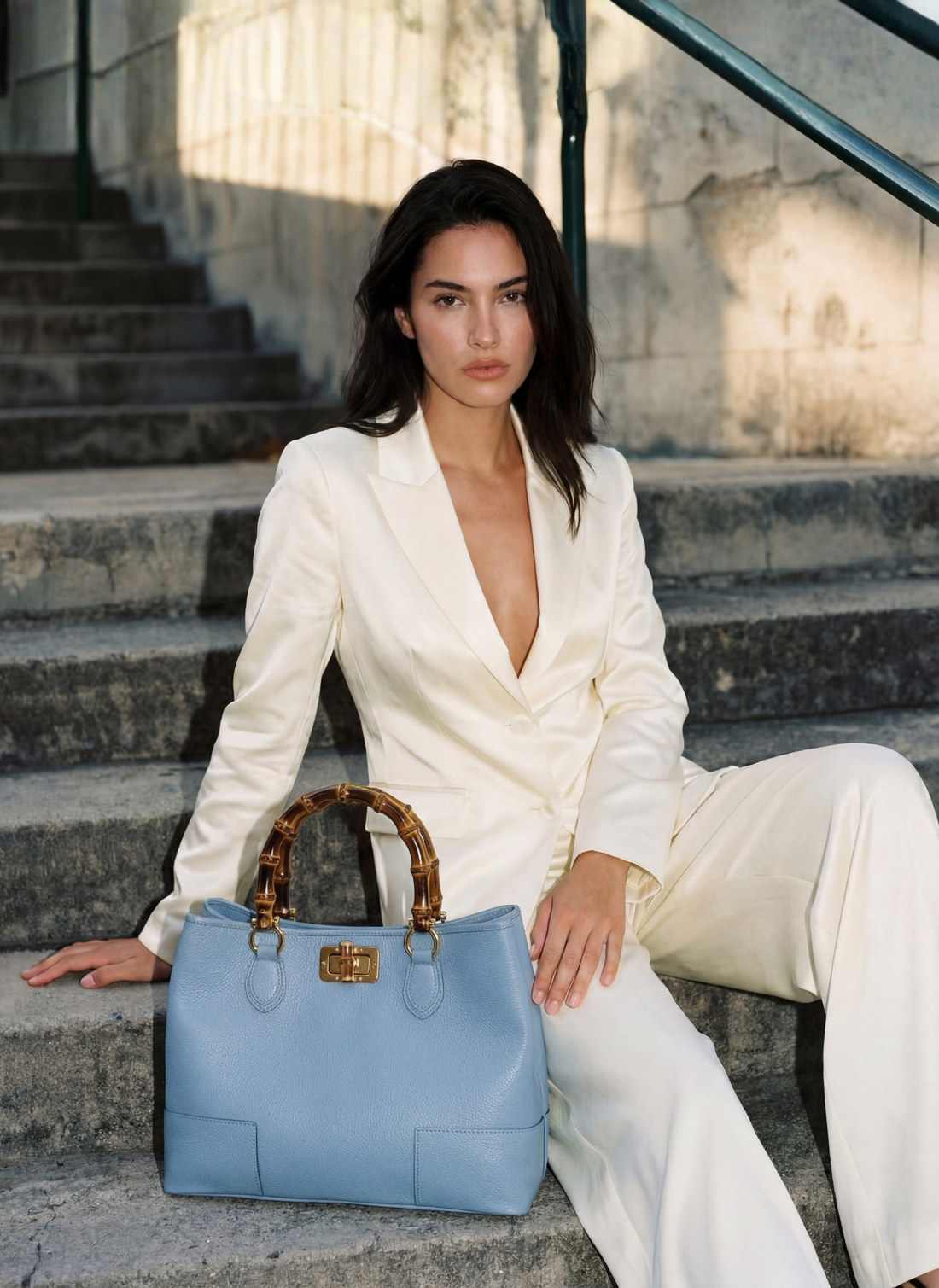 Borsa Bamboo Babe in Pelle Dollaro Denim - Voemièn