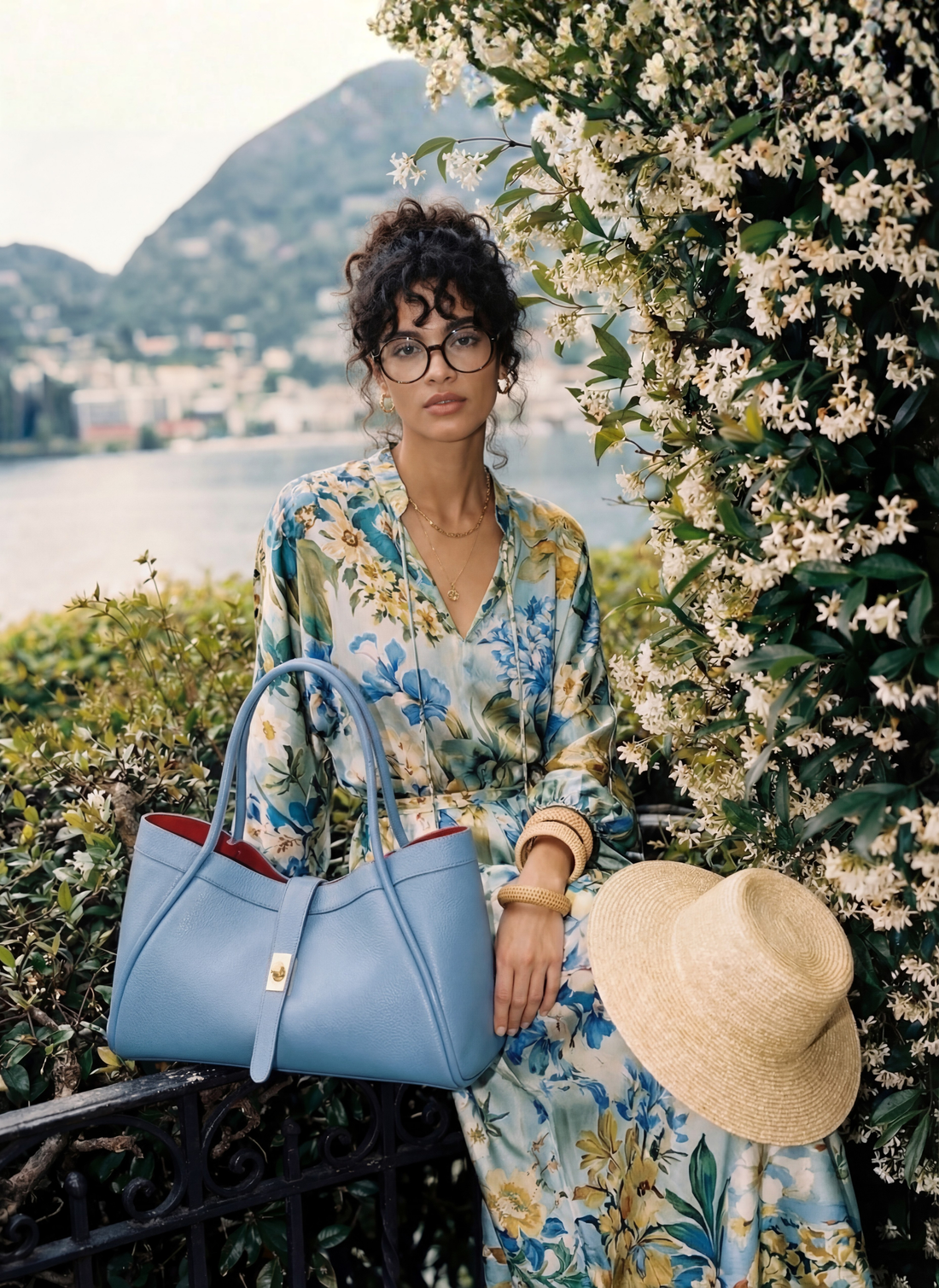Borsa Mayfair in Pelle Togo Denim - Voemièn