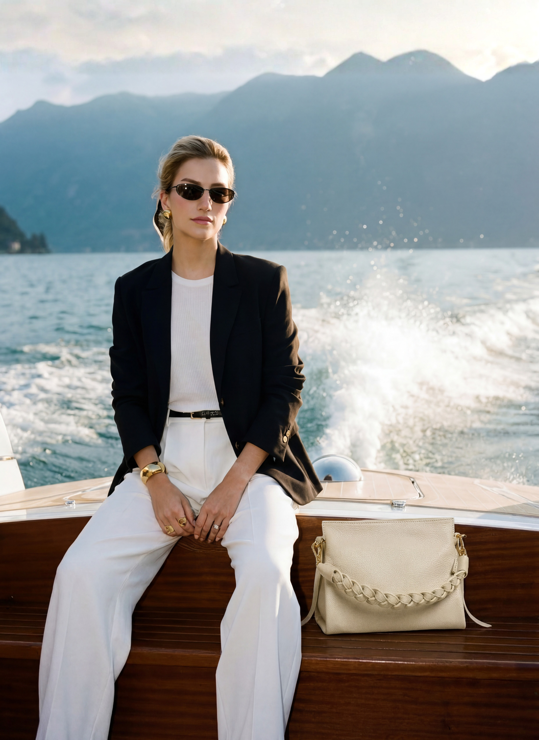 Borsa Braid Micro in Pelle Dollaro Beige - Voemièn