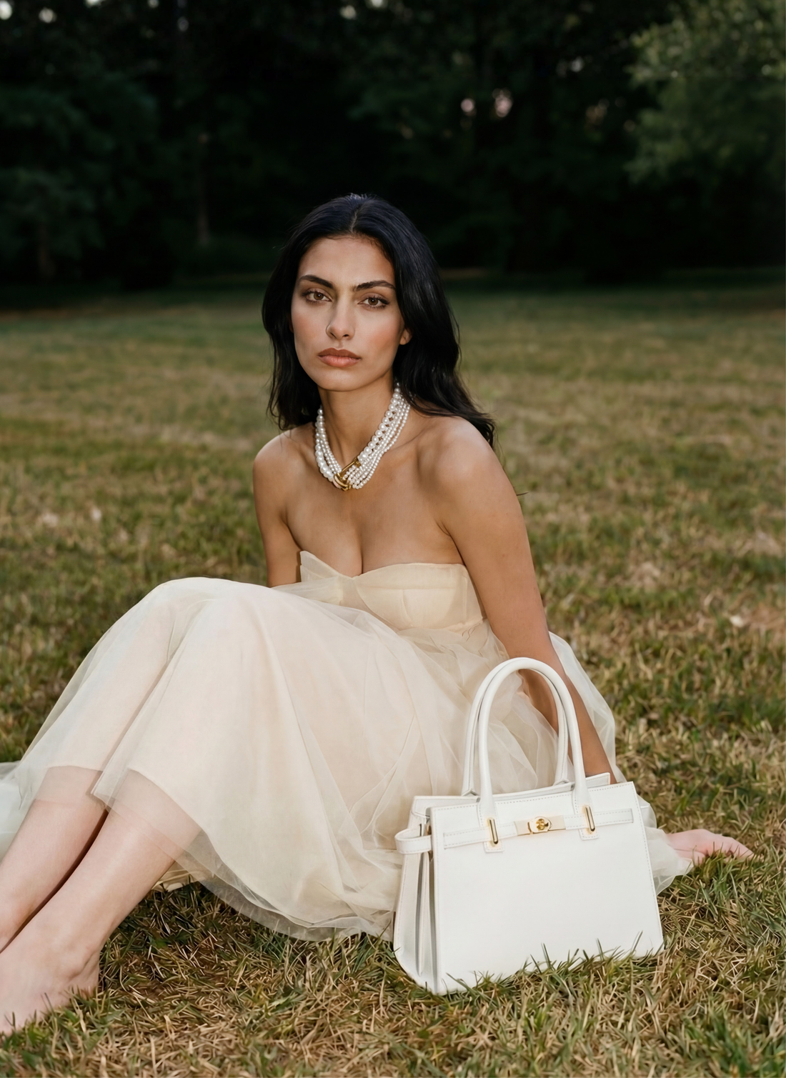 Borsa Grace in pelle Togo Bianca - Voemièn