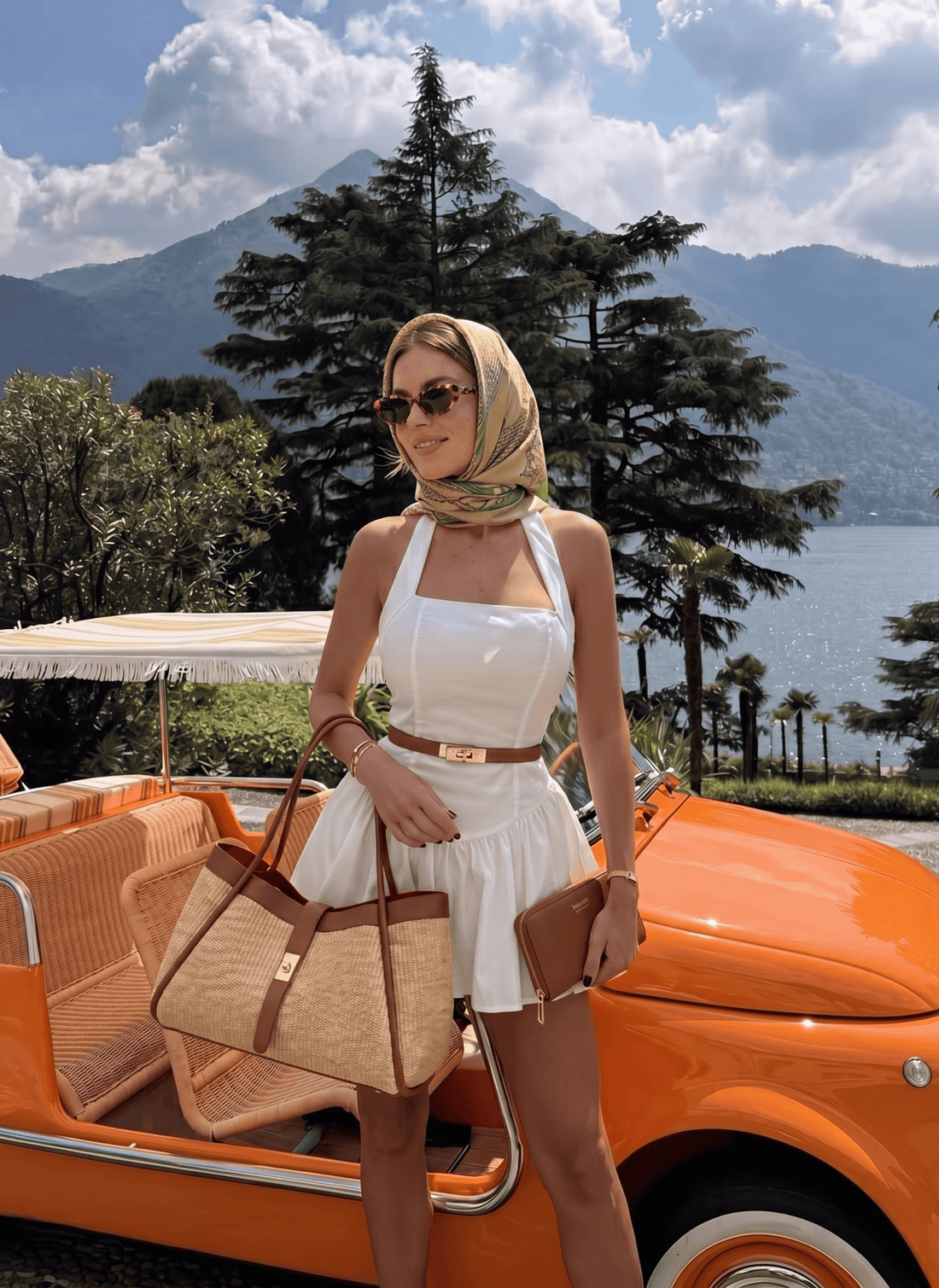 Set Mayfair in pelle e Rafia Cuoio - Voemièn