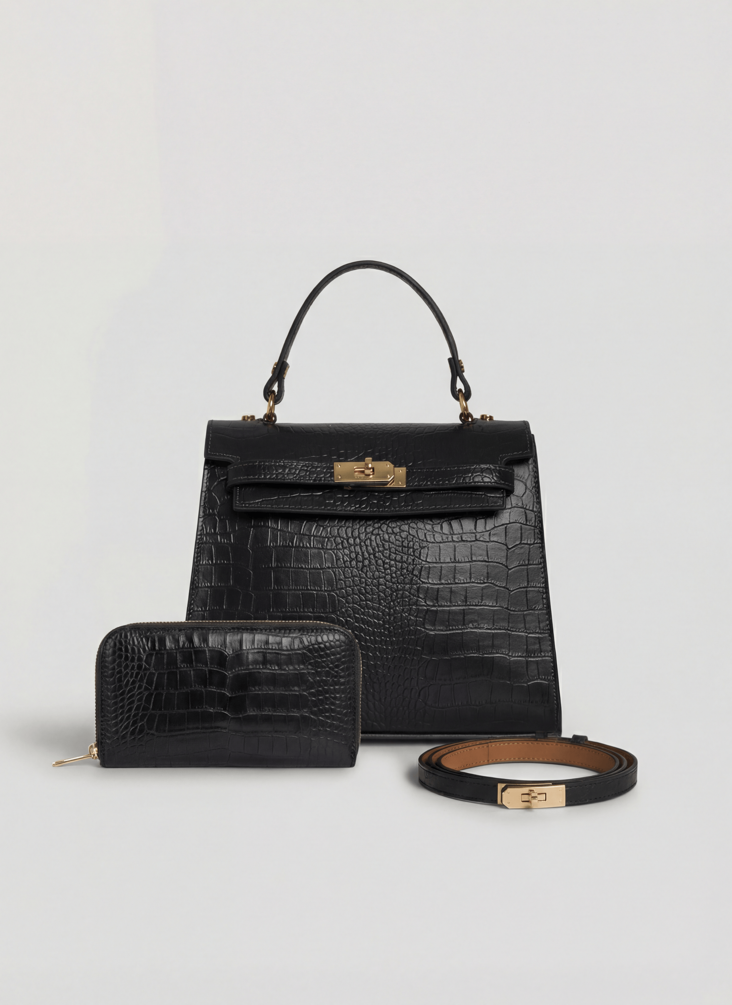 Set Zaira Limited edition in pelle coco nero - Voemièn