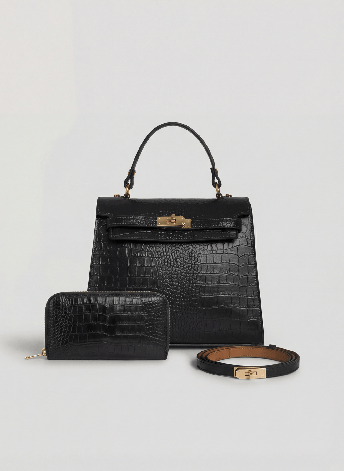 Set Zaira Limited edition in pelle coco nero - Voemièn
