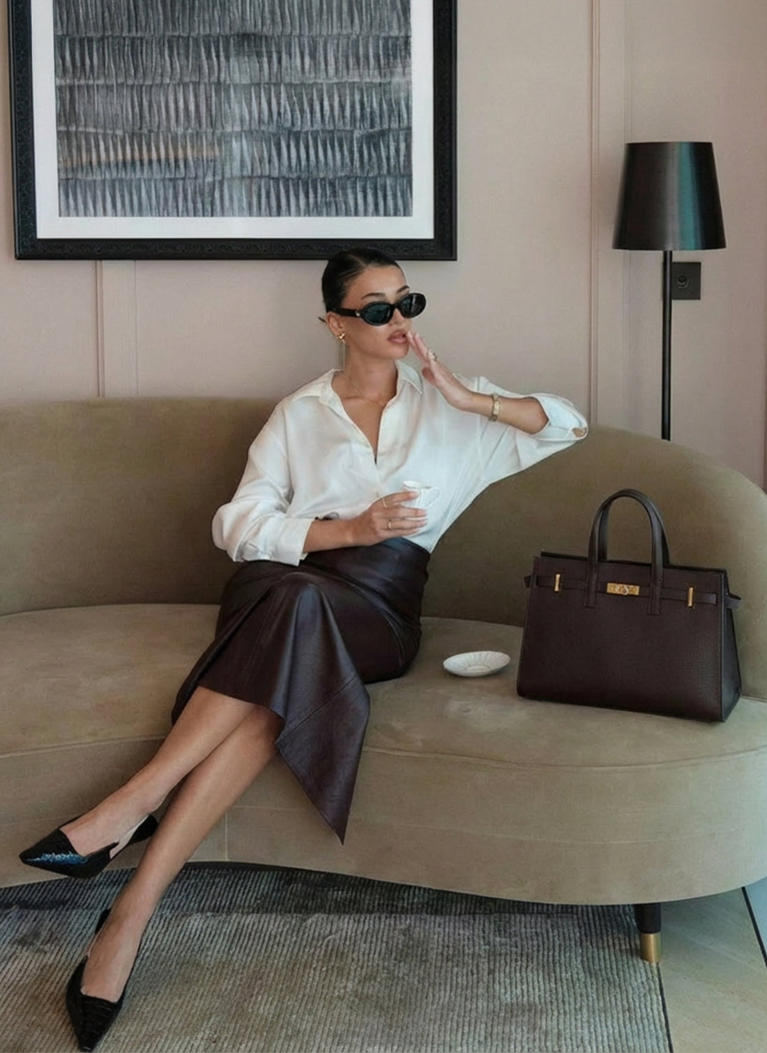 Sveva bag in dark brown dollar leather