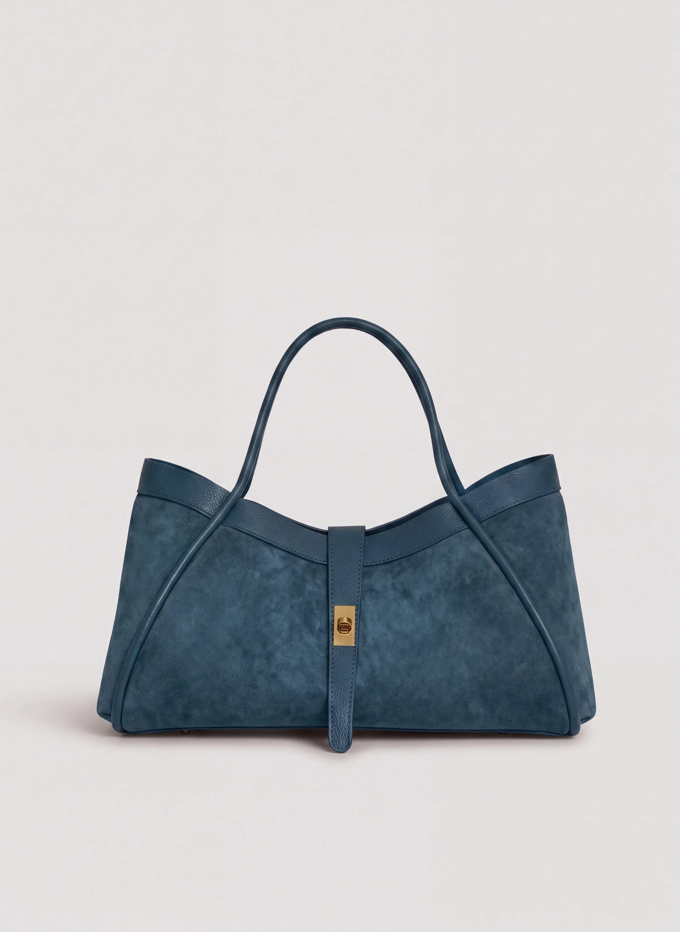 Borsa Mayfair in Camoscio e Pelle Togo Petrolio