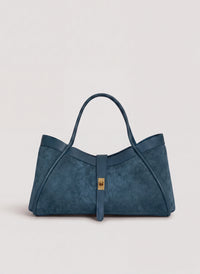 Borsa Mayfair in Camoscio e Pelle Togo Petrolio