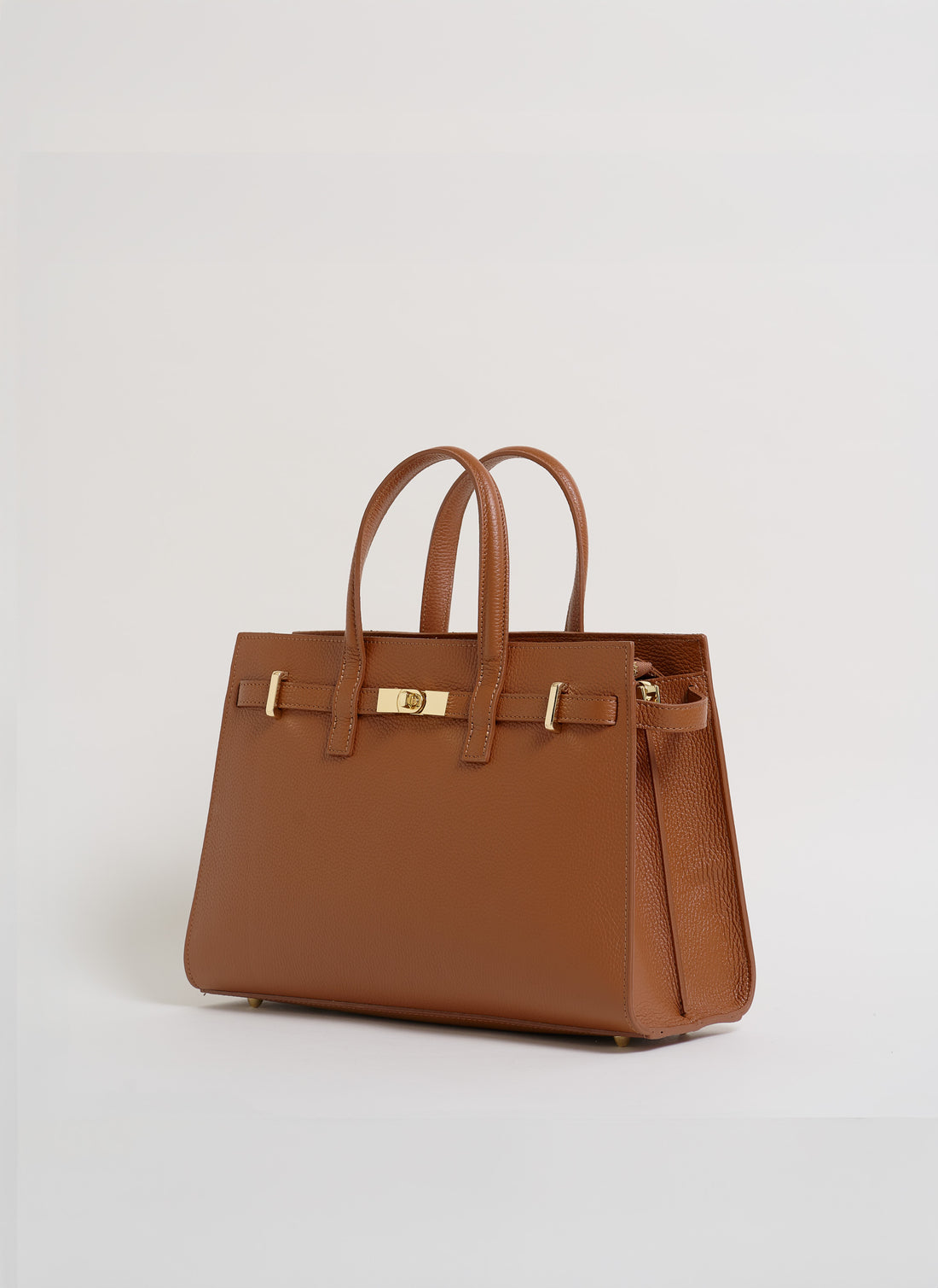 Borsa Sveva in pelle Togo Cuoio - Voemièn