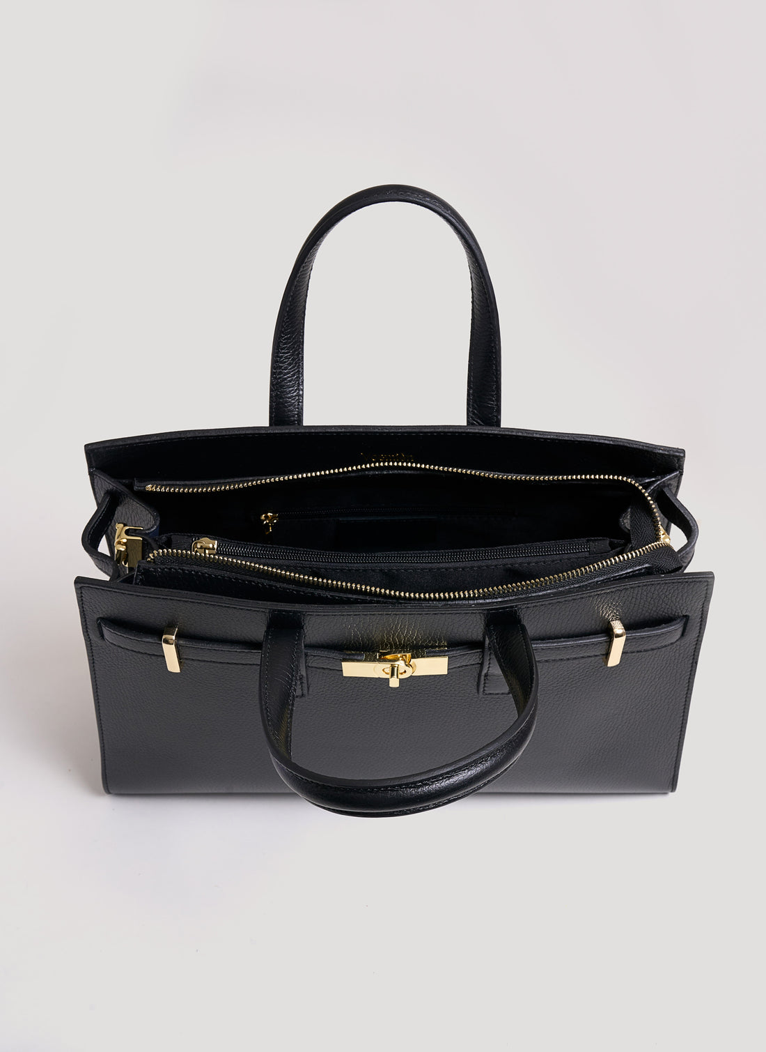 Borsa Sveva in pelle Togo Nera - Voemièn